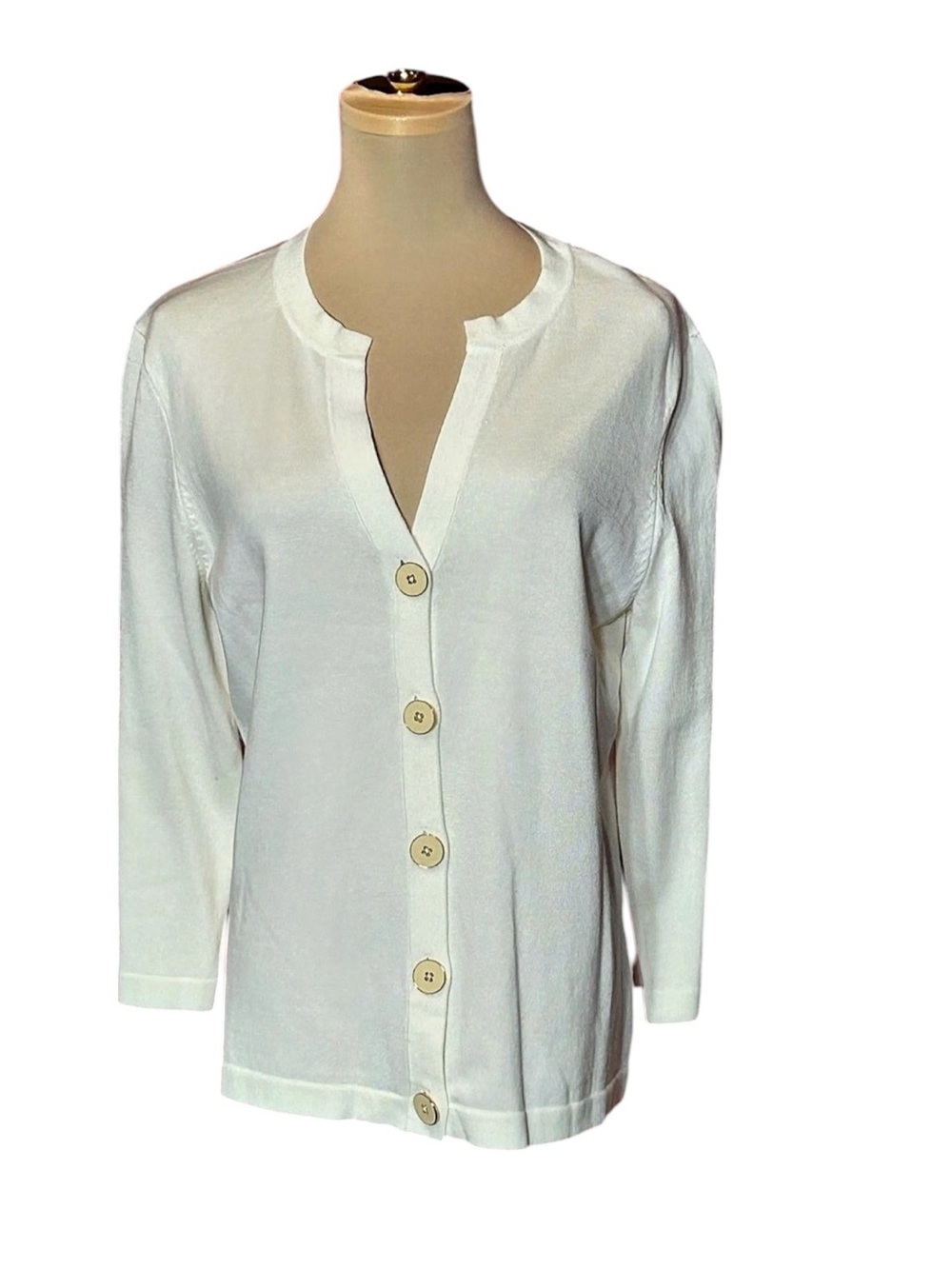 Jones New York Signature Cotton Cardigan in White Size Large Like New